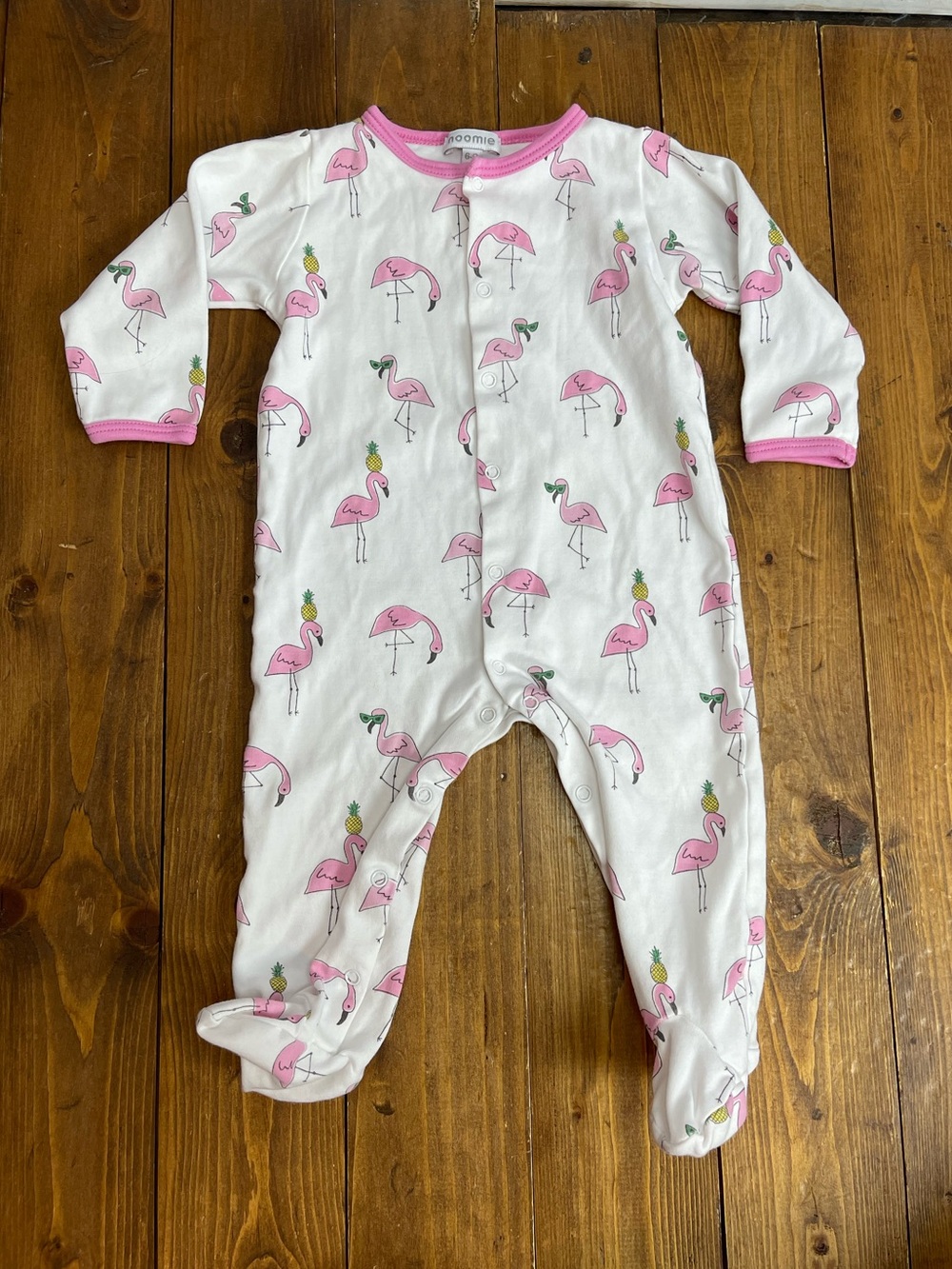 Noomie size 6-9 months footie pajama sleeper flamingo print